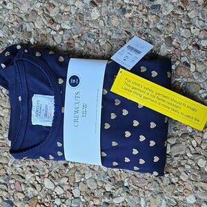 New J Crew Crew Cuts Kids' long-sleeve cotton pajama Size 14 Gold  Hearts